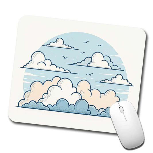 Puffy Clouds Minimalist Cute Sky Low Profile Mouse Pad Mat