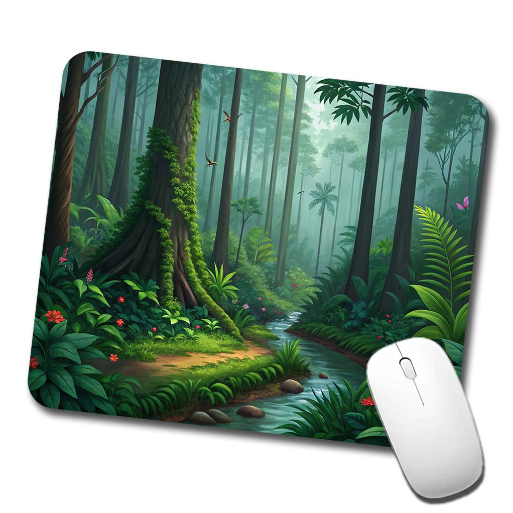 Rain Forest Beautiful Stream Low Profile Mouse Pad Mat