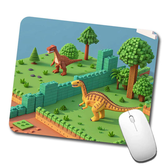 Retro 8 Bit Pixel Art Style Dinosaurs Low Profile Mouse Pad Mat