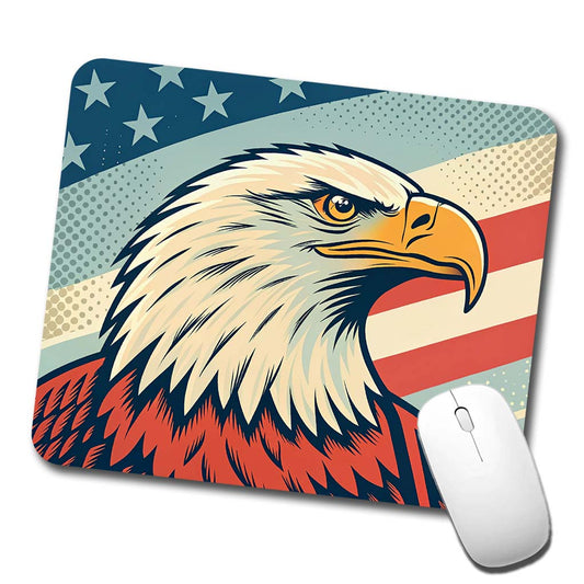Retro Bald Eagle Patriotic USA United States Of America Low Profile Mouse Pad Mat