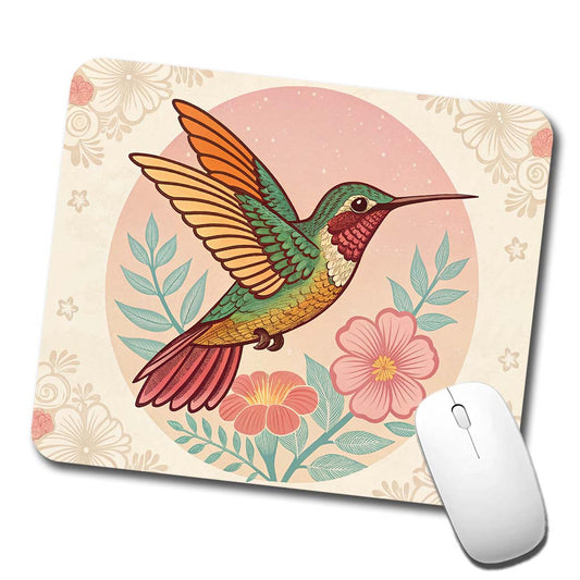 Retro Hummingbird Beautiful Low Profile Mouse Pad Mat