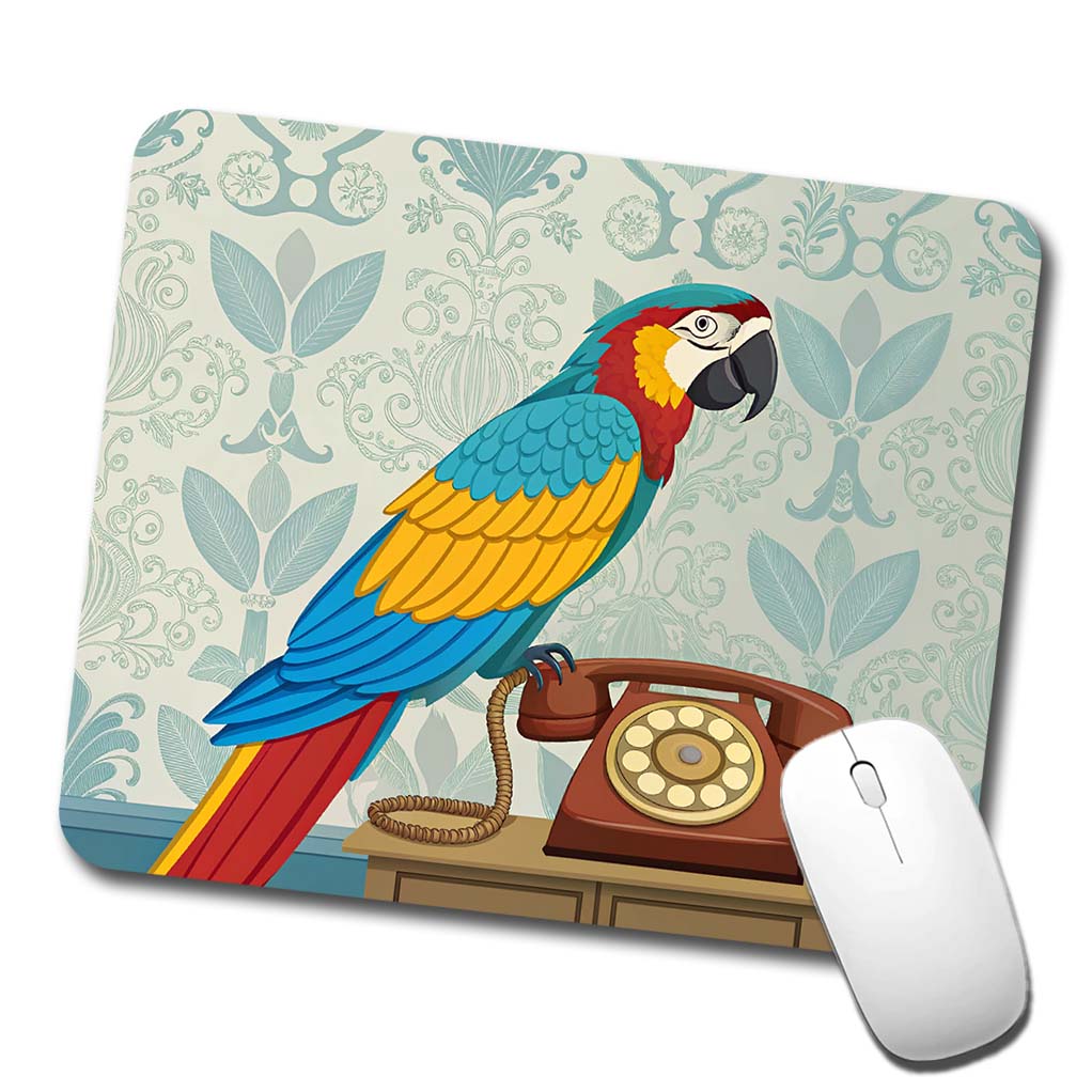 Retro Macaw Colorful Bird Low Profile Mouse Pad Mat