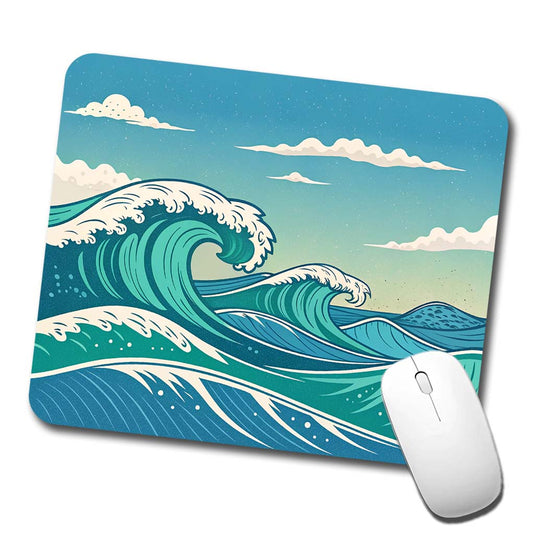 Retro Ocean Waves High Surf Low Profile Mouse Pad Mat