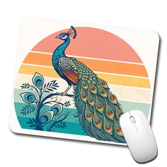 Retro Peacock Sun Low Profile Mouse Pad Mat