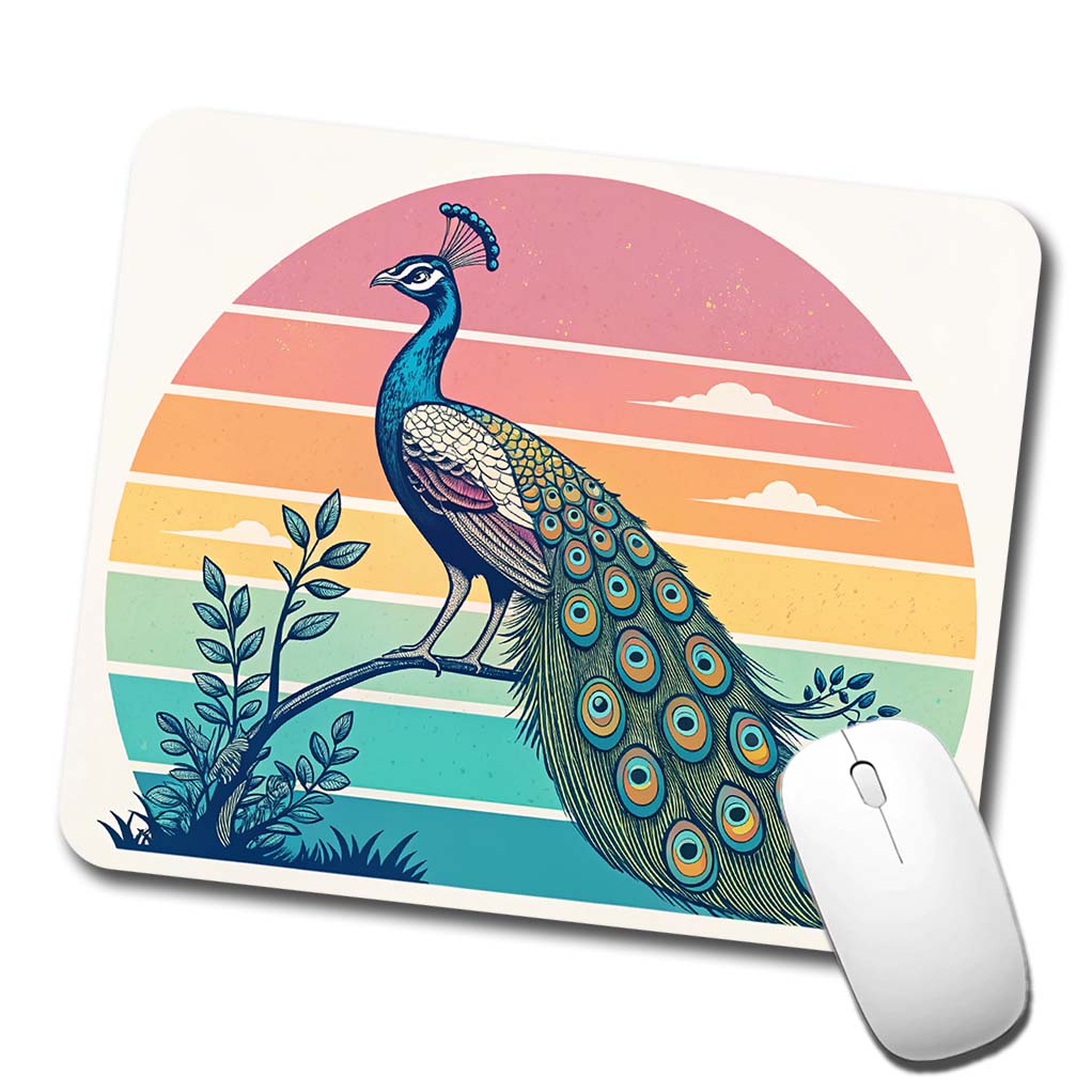Retro Peacock Low Profile Mouse Pad Mat