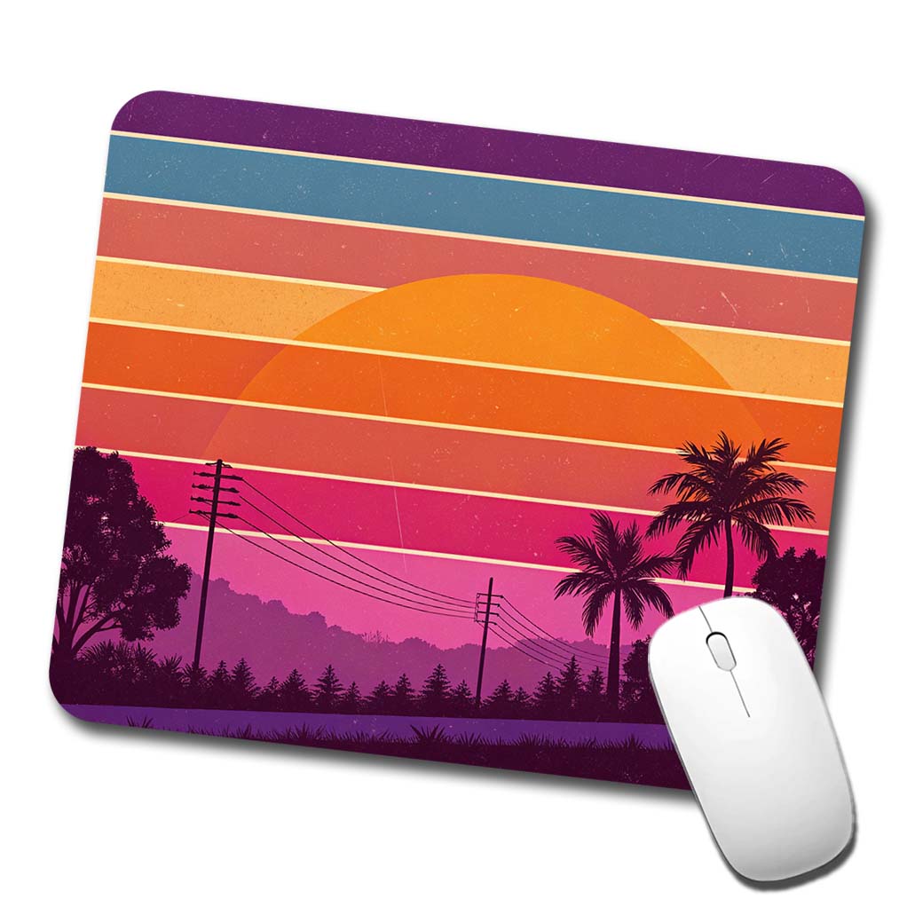 Retro Sunset Stripes Low Profile Mouse Pad Mat