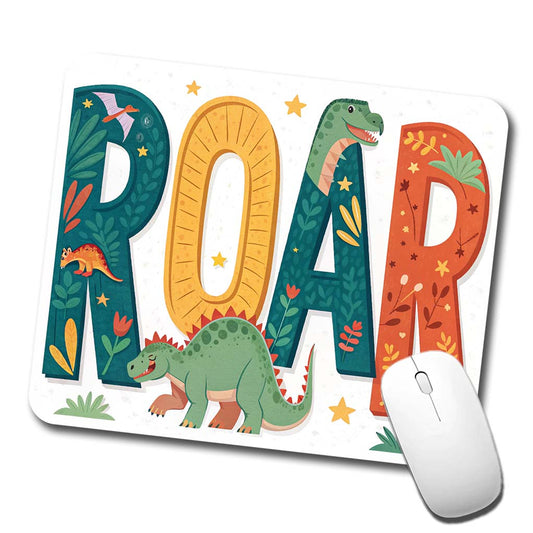 Roar Bold Colorful Dinosaurs Cute Low Profile Mouse Pad Mat