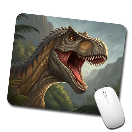 Roaring Allosaurus Dinosaur Mountains Low Profile Mouse Pad Mat