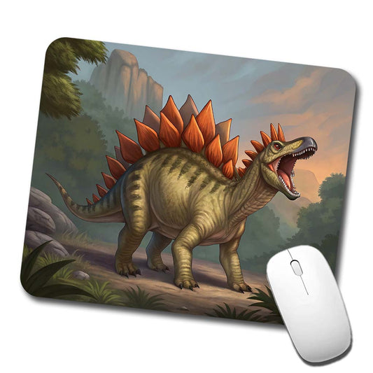 Roaring Stegosaurus Dinosaur Mountain Low Profile Mouse Pad Mat
