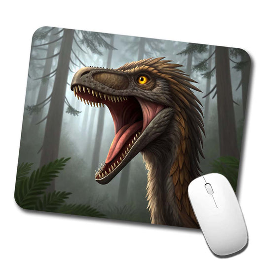 Roaring Troodon Dinosaur Forest Low Profile Mouse Pad Mat