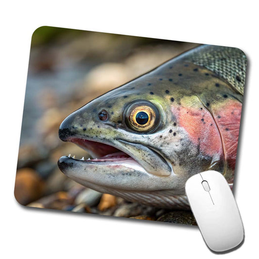 Salmon Fish Eye Close Up Fishing Low Profile Mouse Pad Mat