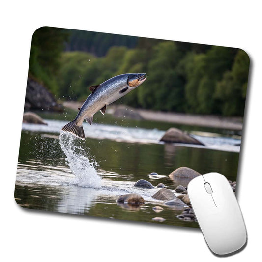Salmon Fish Jumping Fishing Low Profile Mouse Pad Mat