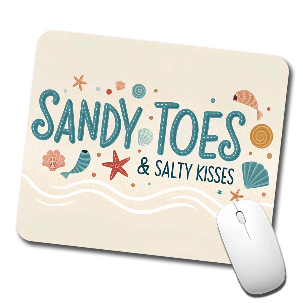 Sandy Toes Salty Kisses Ocean Beach Shells Low Profile Mouse Pad Mat