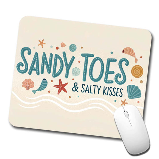 Sandy Toes Salty Kisses Ocean Beach Shells Low Profile Mouse Pad Mat
