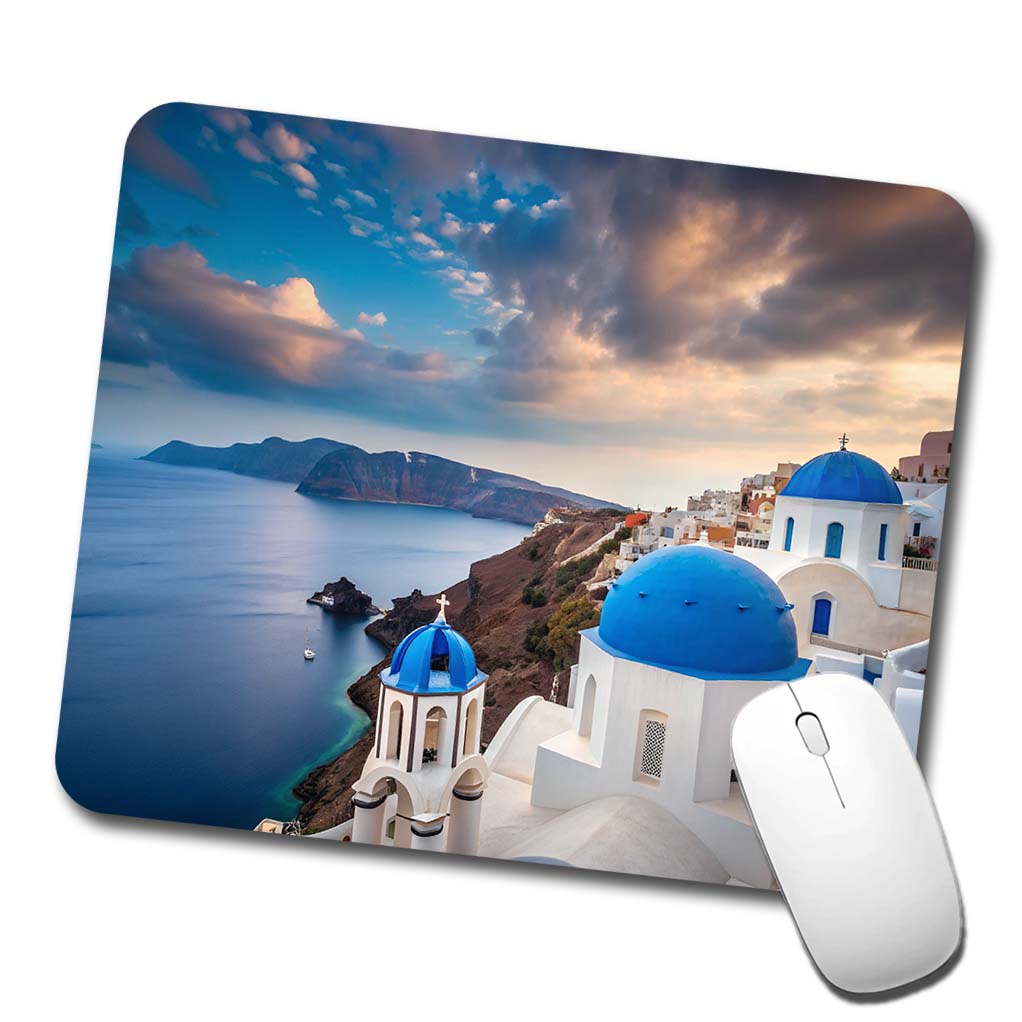 Santorini Greece Travel Beautiful Low Profile Mouse Pad Mat