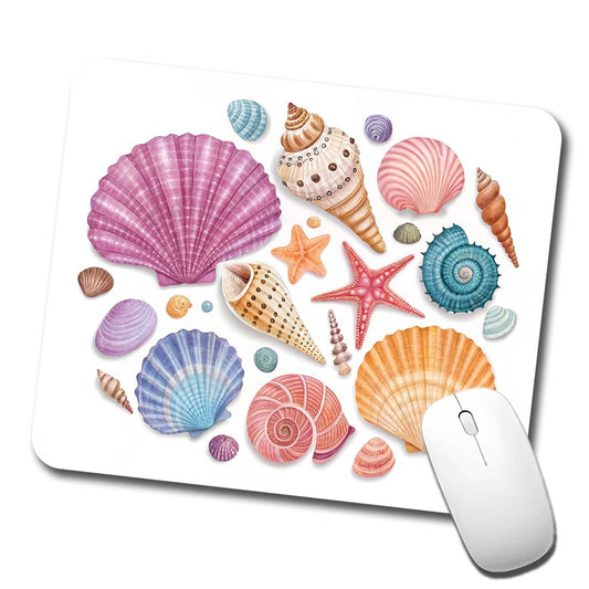 Seashell Collage Colorful Low Profile Mouse Pad Mat