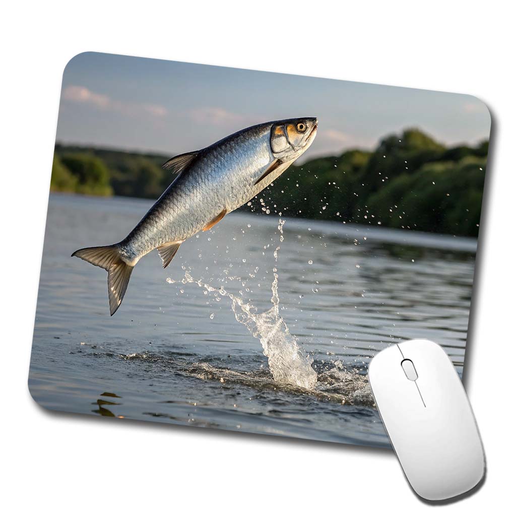 Shad Fish Jumping Fishing Low Profile Mouse Pad Mat