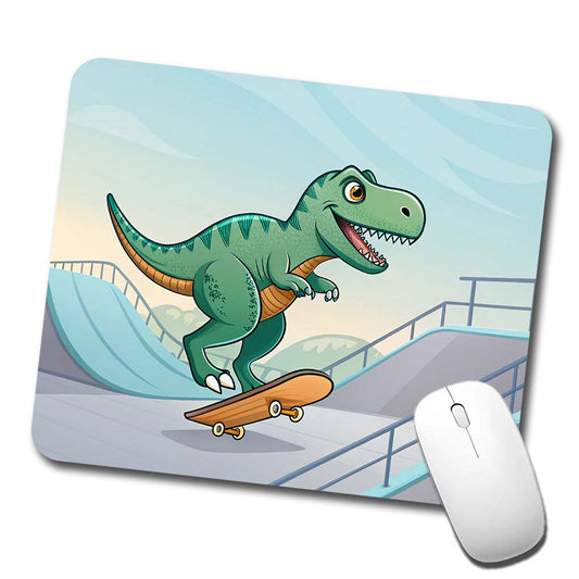 Skateboarding Tyrannosaurus Rex Dinosaur Cute Low Profile Mouse Pad Mat