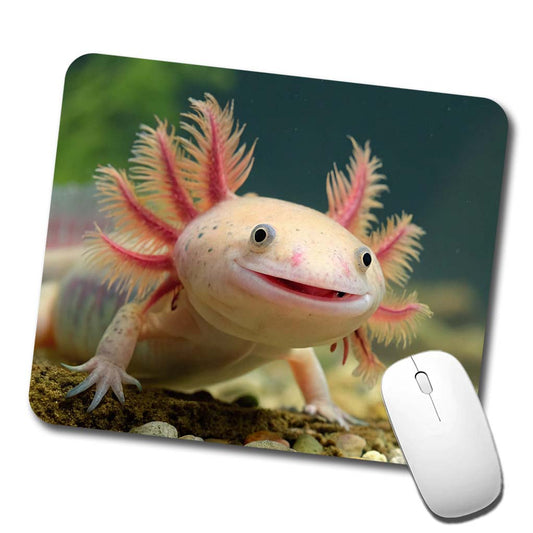 Smiling Axolotl Adorable Low Profile Mouse Pad Mat