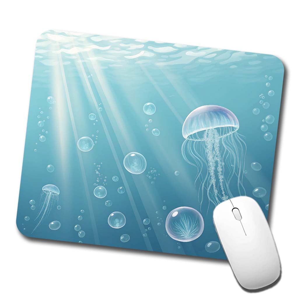 Soft Blue Tones Jellyfish Ocean Sea Low Profile Mouse Pad Mat