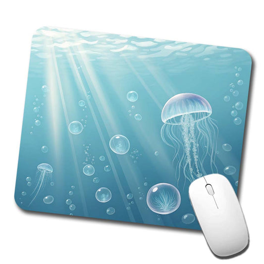 Soft Blue Tones Jellyfish Ocean Sea Low Profile Mouse Pad Mat