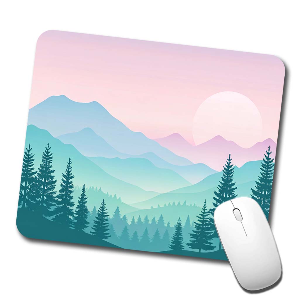 Soft Gradient Pastels Mountains Low Profile Mouse Pad Mat