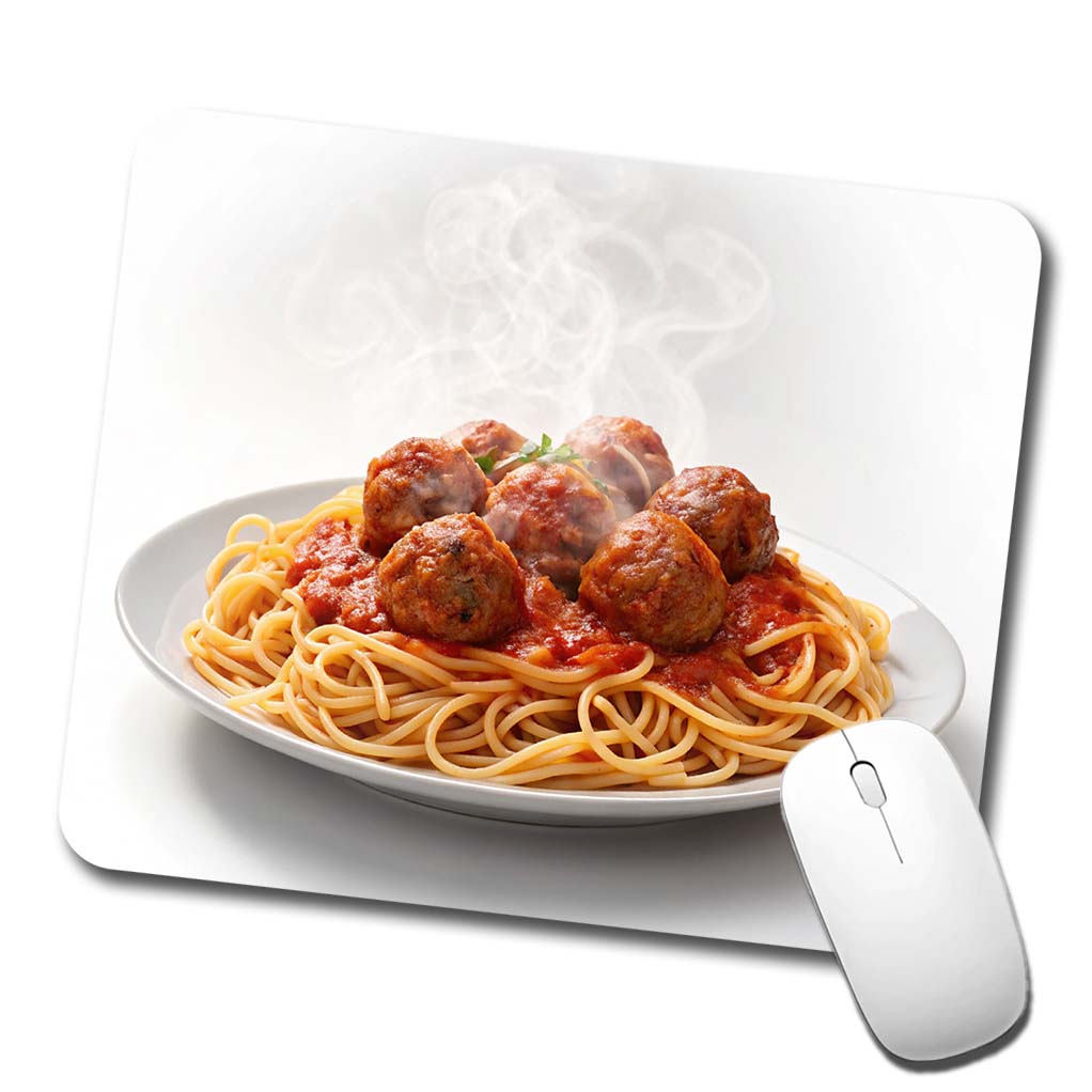 Spaghetti And Meatballs Italian Plate Low Profile Mouse Pad Mat