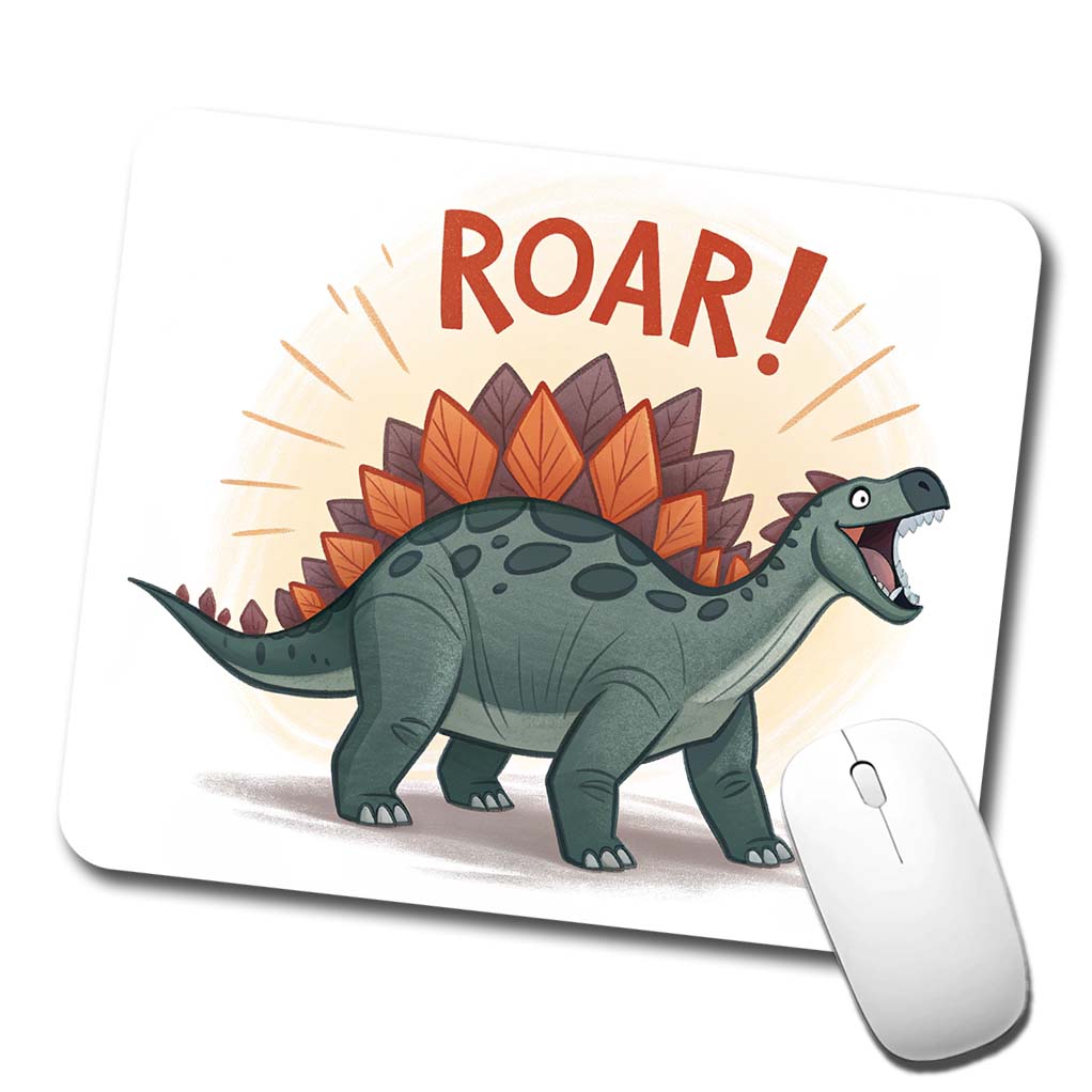 Stegosaurus Roar Text Dinosaur Fun Low Profile Mouse Pad Mat