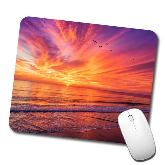 Sunrise Sunset Over The Ocean Beach Low Profile Mouse Pad Mat