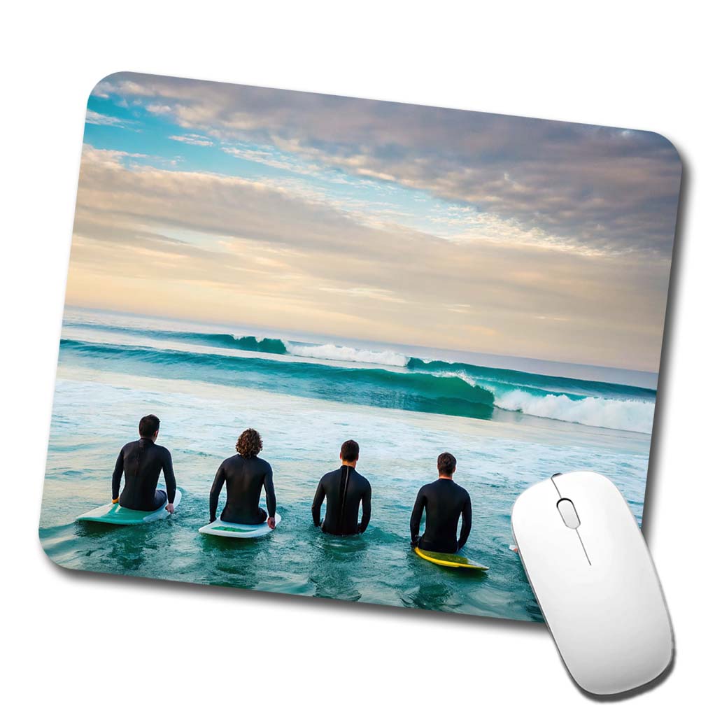 Surfing Surfers Surfboards Lineup Ocean Low Profile Mouse Pad Mat