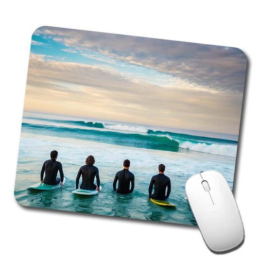 Surfing Surfers Surfboards Lineup Ocean Low Profile Mouse Pad Mat