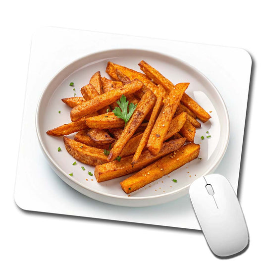 Sweet Potato Fries On Plate Low Profile Mouse Pad Mat