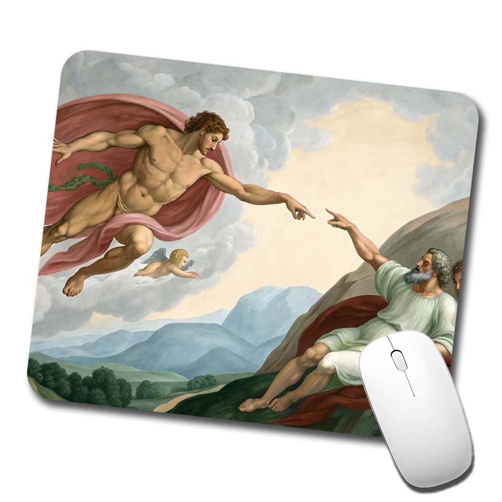 The Creation Of Adam By Michelangelo Inspired Low Profile Mouse Pad Mat
