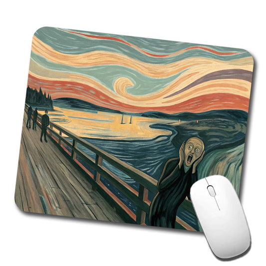 The Scream By Edvard Munch Parody Low Profile Mouse Pad Mat