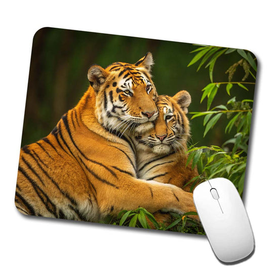 Tigers Hugging Love Low Profile Mouse Pad Mat