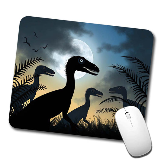 Troodon Silhouettes Night Dinosaurs Low Profile Mouse Pad Mat