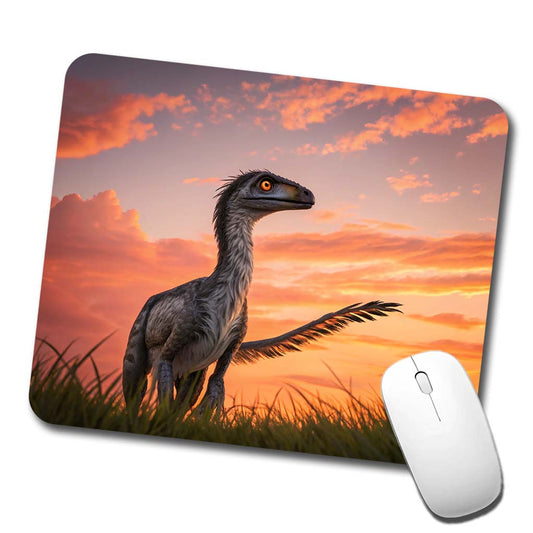 Troodon Sunset Sunrise Dinosaur Low Profile Mouse Pad Mat