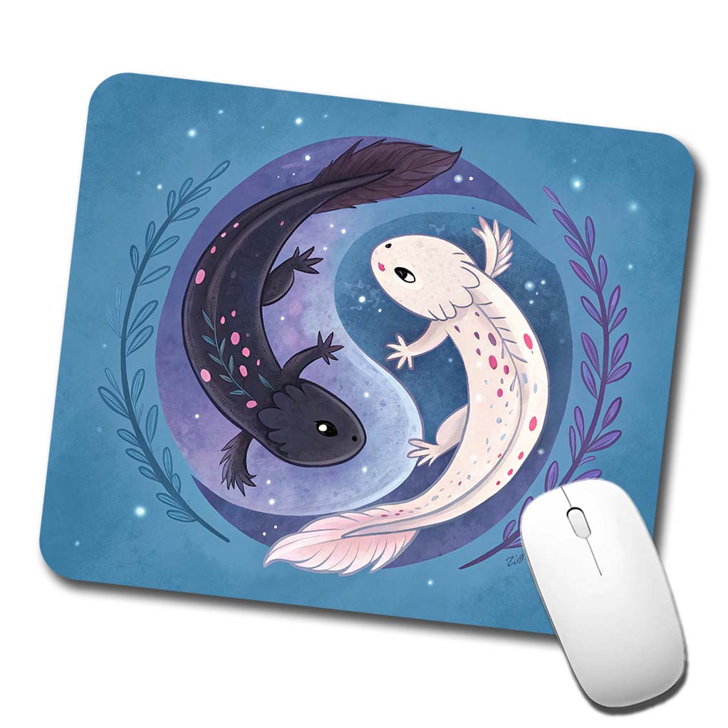 Two Axolotl Yin Yang Low Profile Mouse Pad Mat