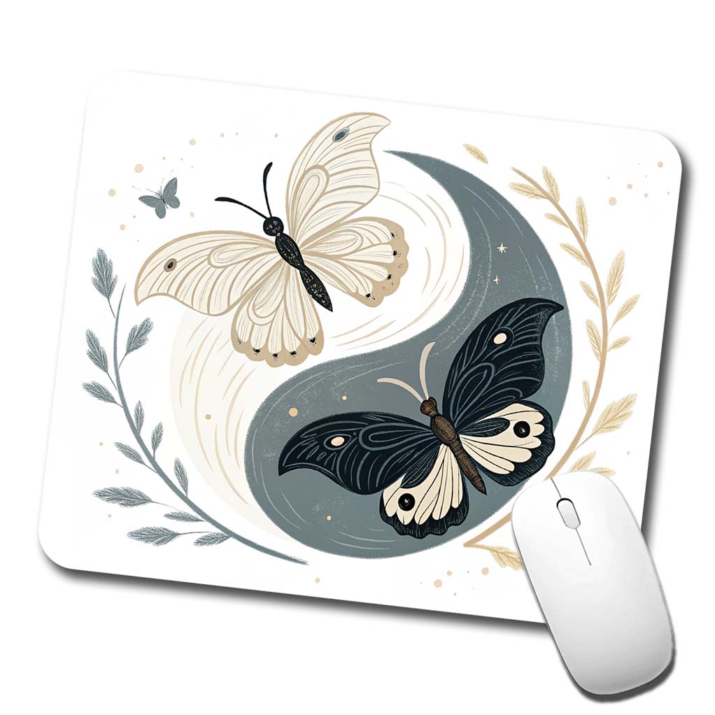 Two Butterflies Yin Yang Low Profile Mouse Pad Mat