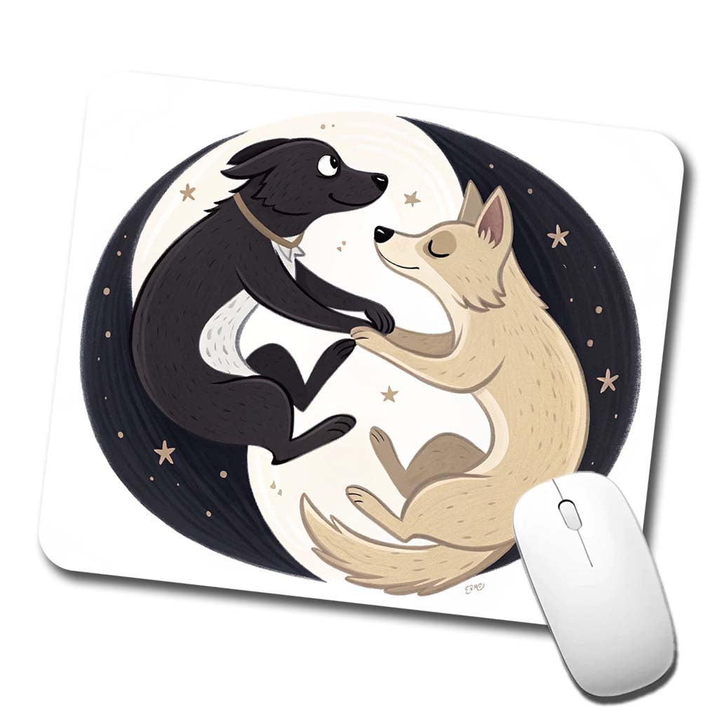 Two Dogs Yin Yang Low Profile Mouse Pad Mat