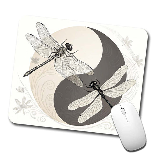 Two Dragonflies Yin Yang Low Profile Mouse Pad Mat