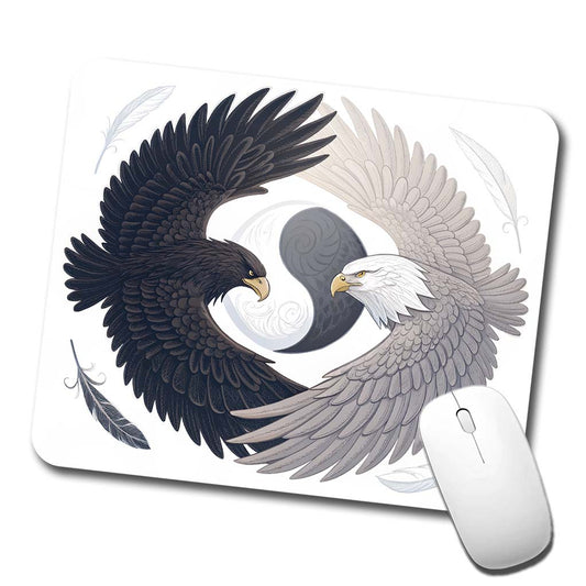 Two Eagles Yin Yang Dark Light Low Profile Mouse Pad Mat