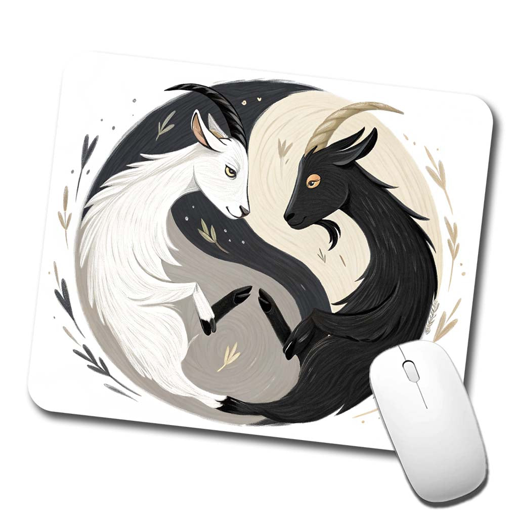Two Goats Yin Yang White Black Low Profile Mouse Pad Mat