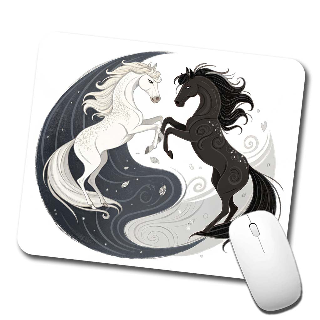 Two Horses Yin Yang Dark Light Low Profile Mouse Pad Mat