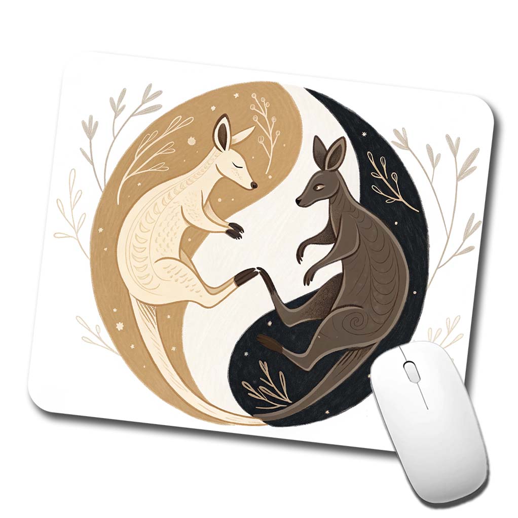 Two Kangaroos Yin Yang Dark Light Low Profile Mouse Pad Mat