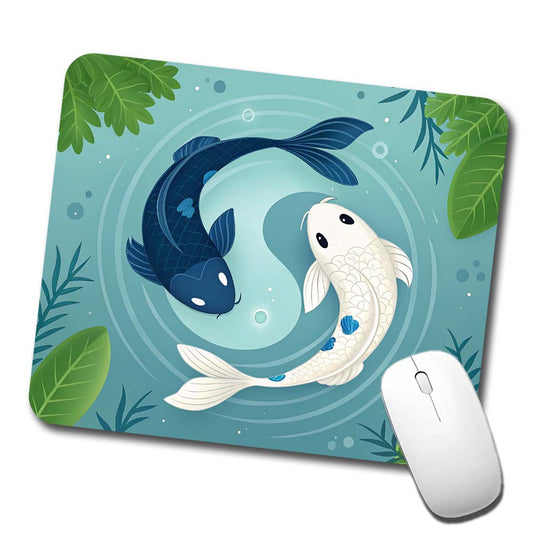 Two Koi Yin Yang Cute Low Profile Mouse Pad Mat