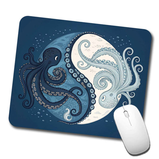 Two Octopus Yin Yang Blues Low Profile Mouse Pad Mat