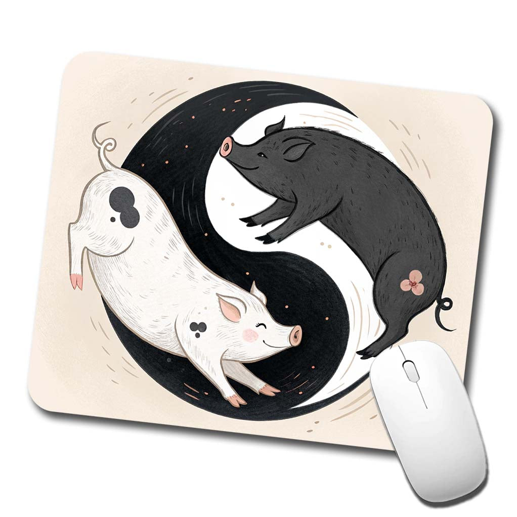 Two Pigs Yin Yang Cute Low Profile Mouse Pad Mat