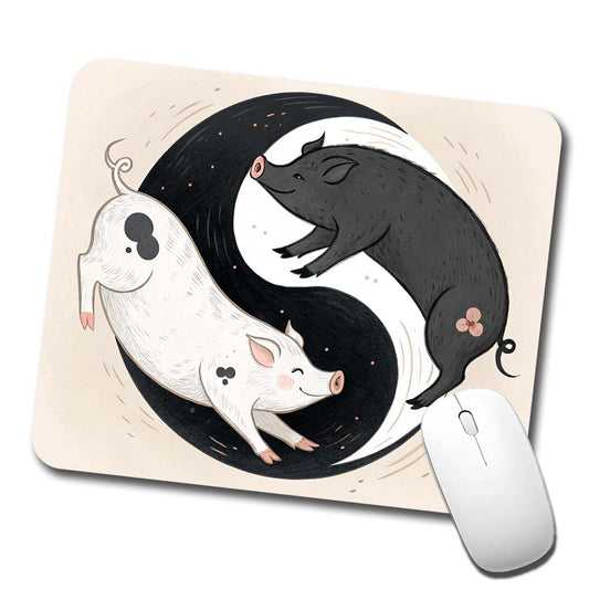 Two Pigs Yin Yang Cute Low Profile Mouse Pad Mat