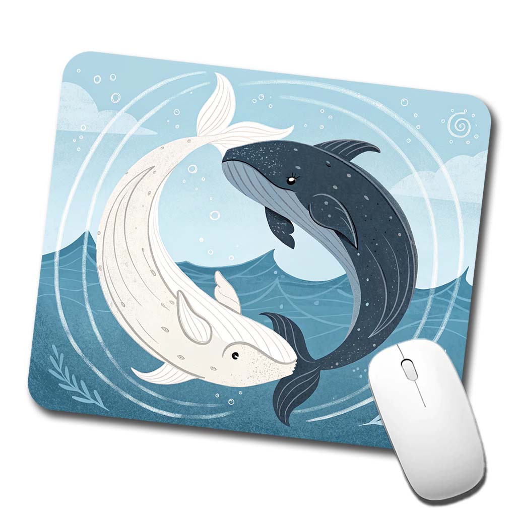 Two Whales Yin Yang Ocean Low Profile Mouse Pad Mat